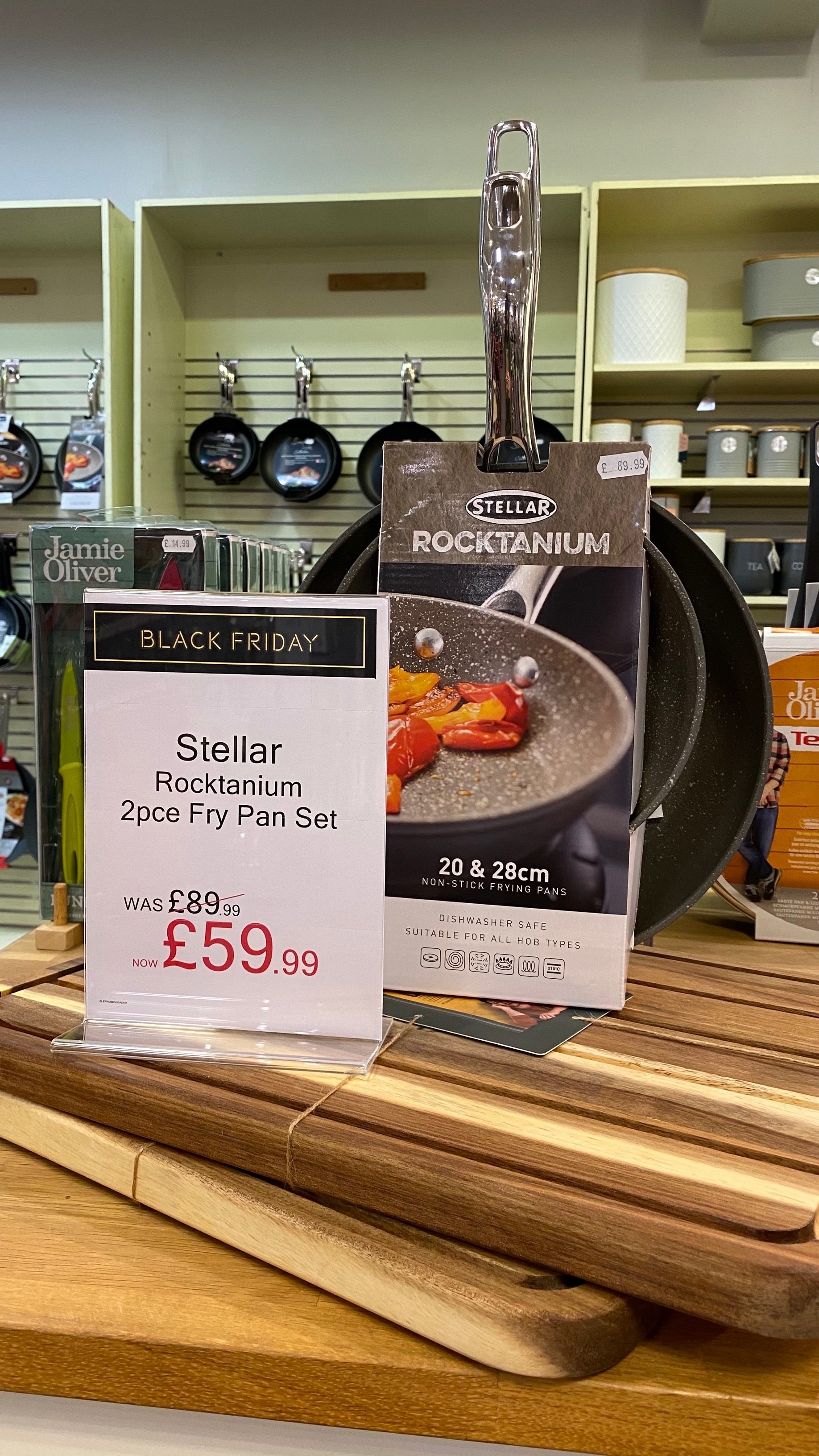 Renowned Stellar Rocktanium Frying Pan Set - was £89.99, now £59.99. Perfect for use on all hob types, comes with scratch resistant lifetime guarantee.
